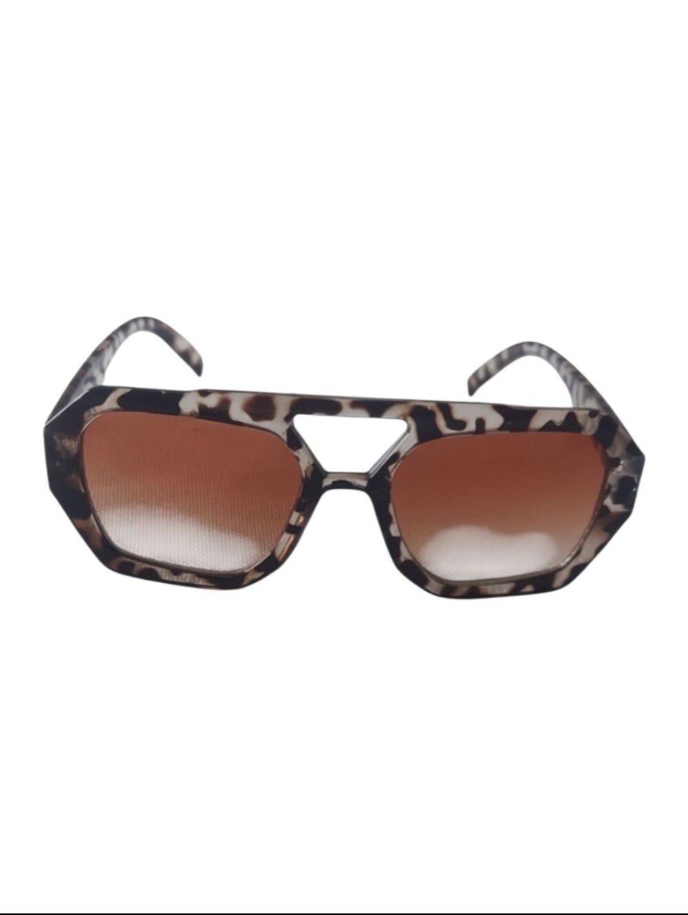 Brown Geometric Oversized Sunglasses